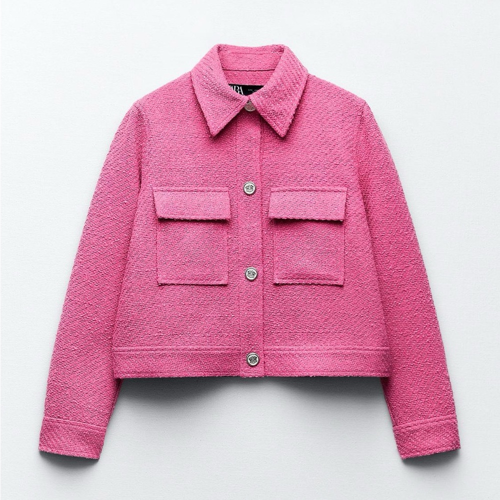Zara Pink Textured Short Blazer size Small